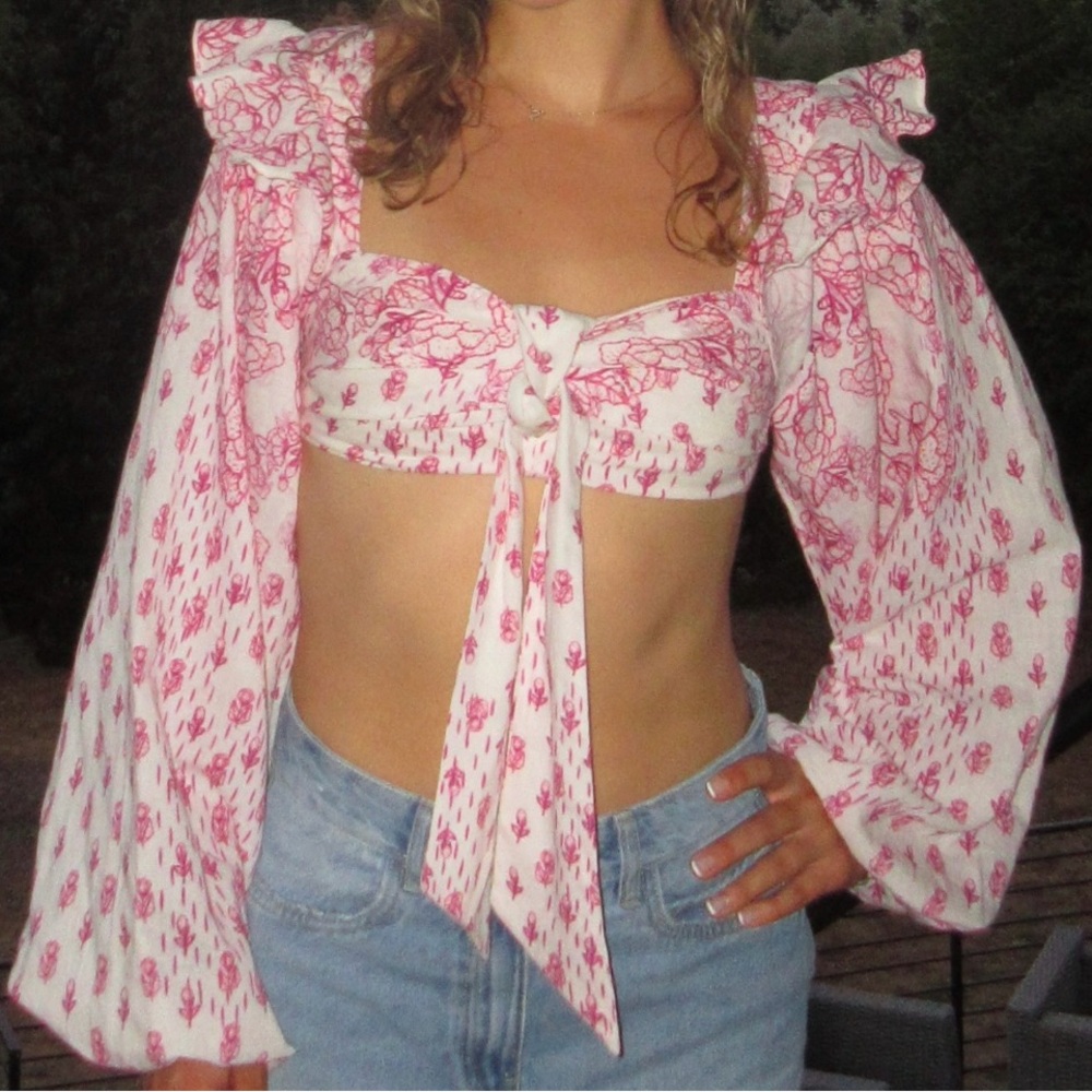 HEMANT & NANDITA Pink Floral Blouse